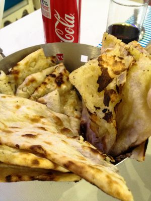 Naan and can of coke.