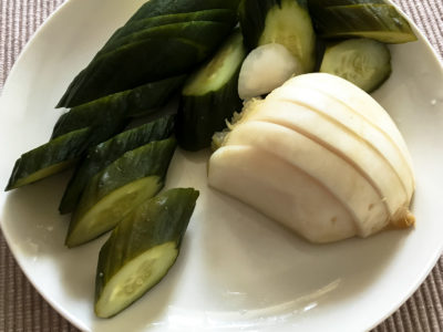 Photo: “Cucumbers and turnip.”